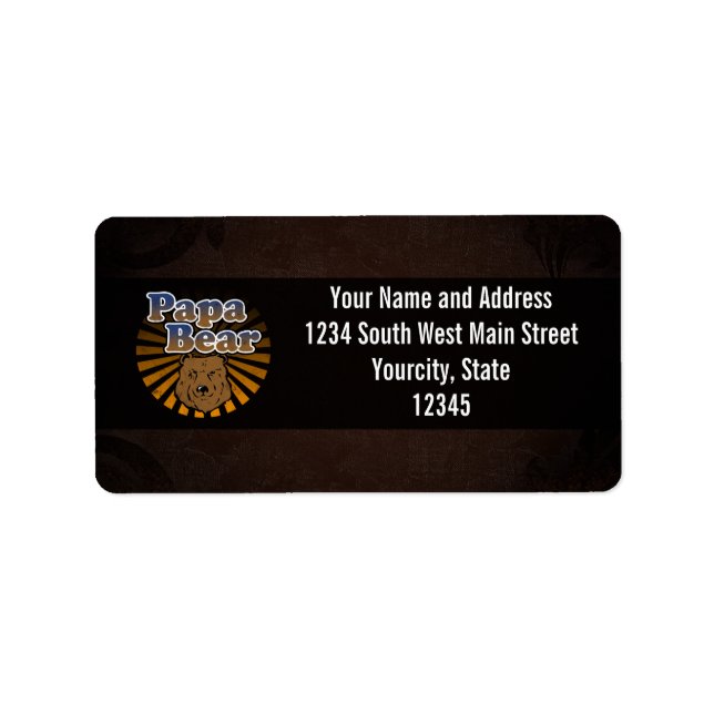 Papa Bear, Cool Fathers Day Vintage Look Label (Front)