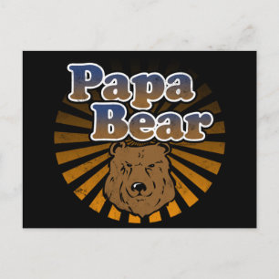 Papa Bear, Cool Fathers Day Vintage Look Postcard