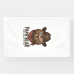 Papa Bear Cowboy Bear Patriotic Vintage Vector Des Banner