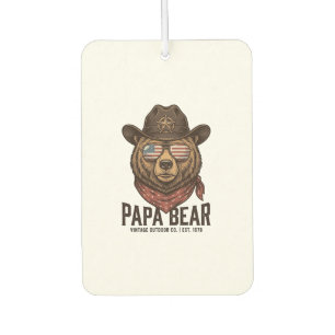 Papa Bear Cowboy Bear Patriotic Vintage Vector Des Car Air Freshener