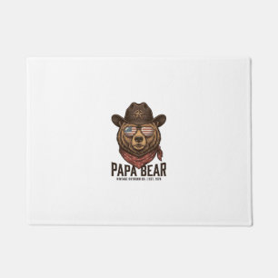 Papa Bear Cowboy Bear Patriotic Vintage Vector Des Doormat