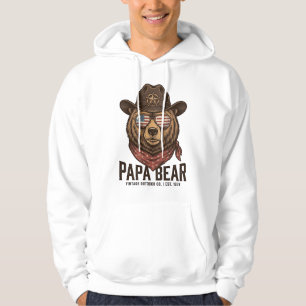 Papa Bear Cowboy Bear Patriotic Vintage Vector Des Hoodie