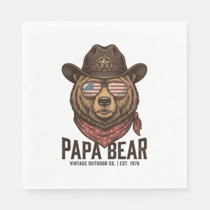 Papa Bear Cowboy Bear Patriotic Vintage Vector Des Napkin