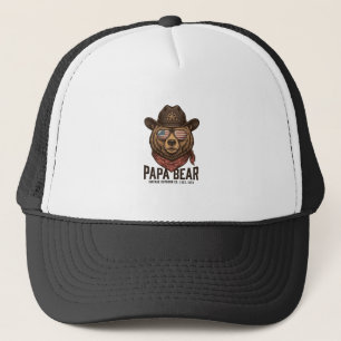 Papa Bear Cowboy Bear Patriotic Vintage Vector Des Trucker Hat