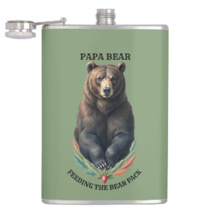 Papa Bear Custom Stainless Steel Hip Flask
