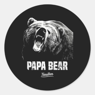 Papa Bear Dad Classic Round Sticker