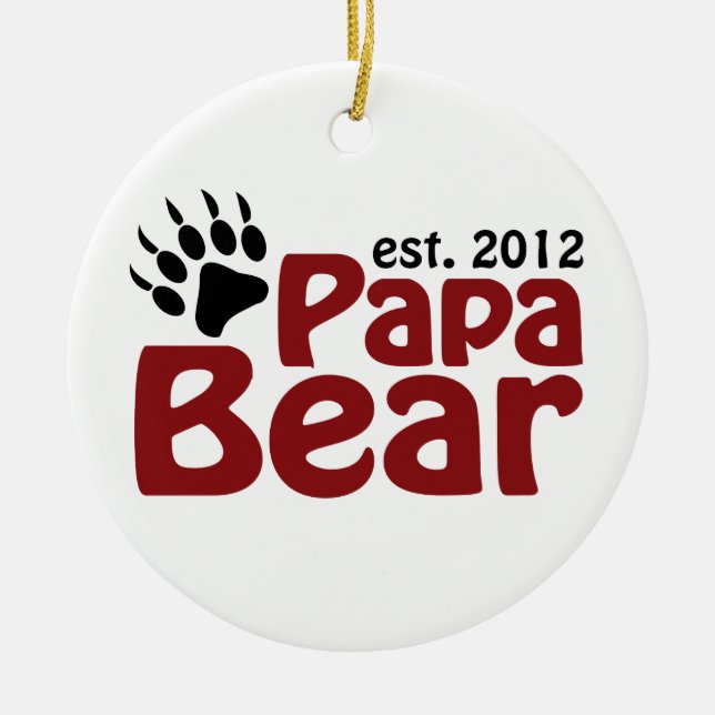 Papa Bear Est 2012 Ceramic Tree Decoration (Front)