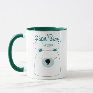 Papa Bear est Custom Mug New Dad Gift Green