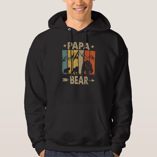 Papa Bear Father of 2 Dad of two kids Papa Bear Hoodie (Front)