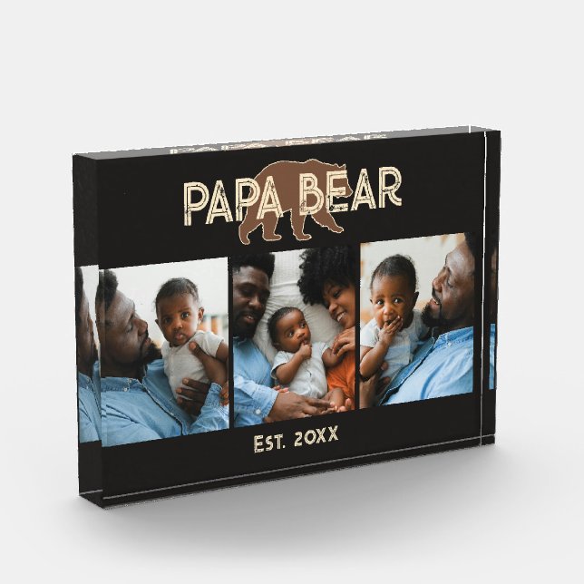 Papa Bear Father Year Established 3 Photo Block (Left)