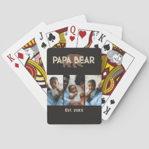Papa Bear Father Year Established 3 Photo Playing Cards