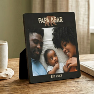 Papa Bear Father Year Established Photo Black Plaque