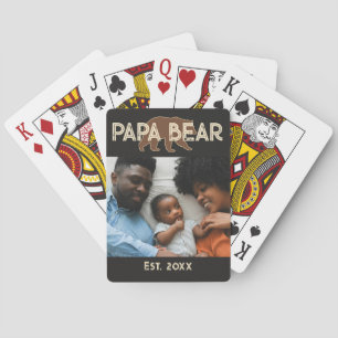 Papa Bear Father Year Established Photo Black Playing Cards