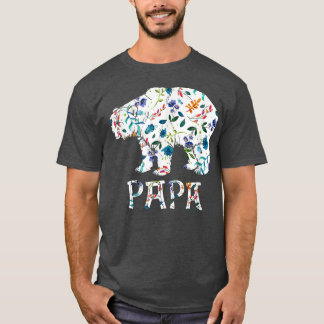 Papa Bear Floral Gifts Matching Family Flower T-Shirt