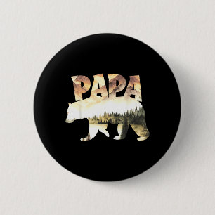 Papa Bear Forest Lake Mountain Scene Outdoors 6 Cm Round Badge