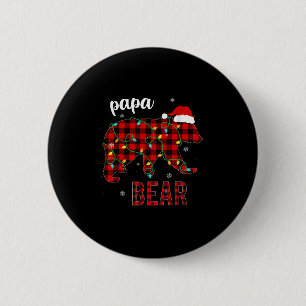 Papa Bear Funny Men Red Plaid Christmas Pajama Fam 6 Cm Round Badge
