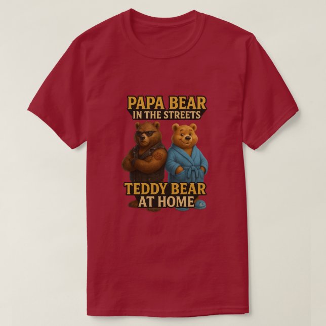 Papa Bear Funny Split Dad Bear T-Shirt (Design Front)