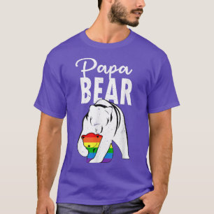 Papa Bear Gay Pride Rainbow Flag LGBT Dad Camping  T-Shirt