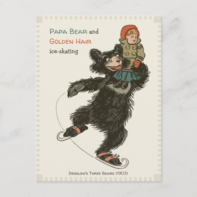 Papa Bear & Golden Hair skating CC0715 Fairytale Postcard (Front)