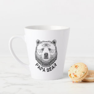 Papa Bear, Hand Drawn Illustration Latte Mug