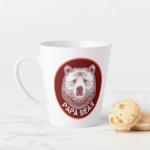 Papa Bear, Hand Drawn Illustration Latte Mug