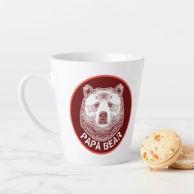 Papa Bear, Hand Drawn Illustration Latte Mug (In Situ)