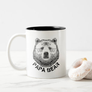 Papa Bear, Hand Drawn Illustration Two-Tone Coffee Mug