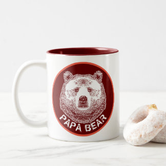 Papa Bear, Hand Drawn Illustration Two-Tone Coffee Mug
