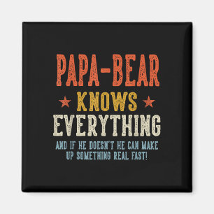 Papa-bear knows everything father's day retro magnet