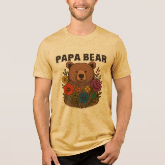 Papa Bear LGBTQ Pride Shirt: Rainbow Flag Dad Gift Tri-Blend Shirt