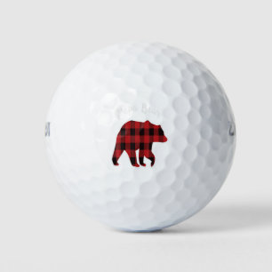 PAPA BEAR Men Red Plaid Christmas Pajama Family Da Golf Balls