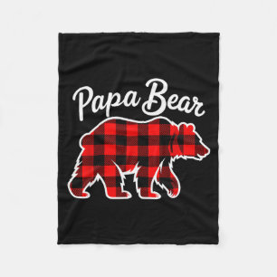 Papa Bear Pajama Red Buffalo Xmas Funny Family Chr Fleece Blanket