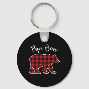 Papa Bear Pajama Red Buffalo Xmas Funny Family Chr Key Ring