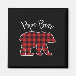 Papa Bear Pajama Red Buffalo Xmas Funny Family Chr Magnet