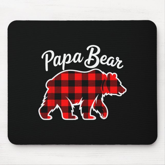 Papa Bear Pajama Red Buffalo Xmas Funny Family Chr Mouse Pad (Front)