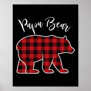 Papa Bear Pajama Red Buffalo Xmas Funny Family Chr Poster
