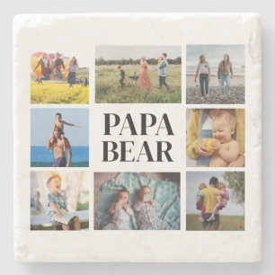 Papa Bear Photo Father's Day  Stone Coaster