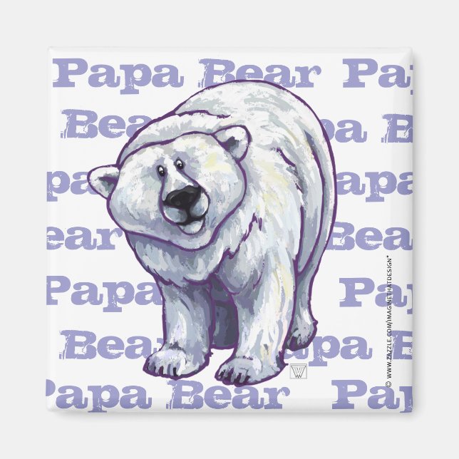 Papa Bear Polar Bear Square Magnet (Front)