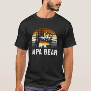 Papa Bear Pride Retro Bear Flag Mountain T-Shirt