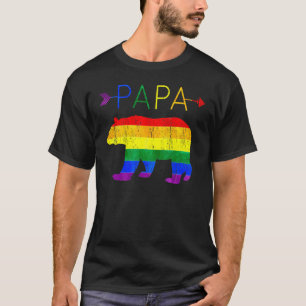 Papa Bear Proud Dad Daddy Rainbow Flag Lgbt Pride T-Shirt
