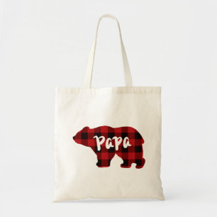 Papa Bear - Red and Black buffalo plaid Tote Bag
