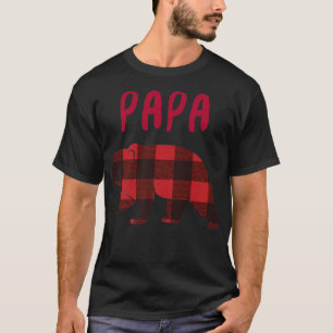 Papa Bear Red Buffalo Plaid Pajama Christmas Famil T-Shirt