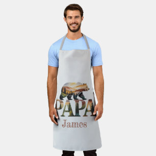 PAPA Bear –Rustic Watercolor Nature Silhouette Apron