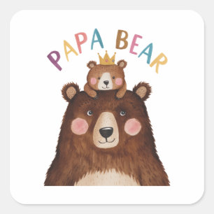 Papa Bear Square Sticker