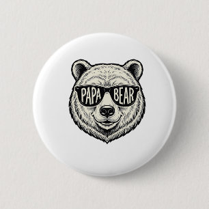 Papa Bear Sunglasses Bear Head Vector Design_1 6 Cm Round Badge