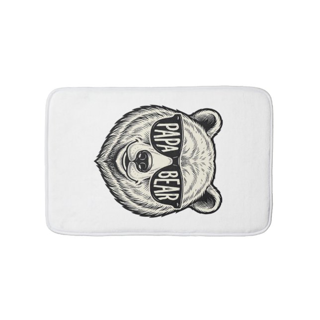 Papa Bear Sunglasses Bear Head Vector Design_1 Bath Mat (Front)