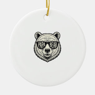 Papa Bear Sunglasses Bear Head Vector Design_1 Ceramic Ornament
