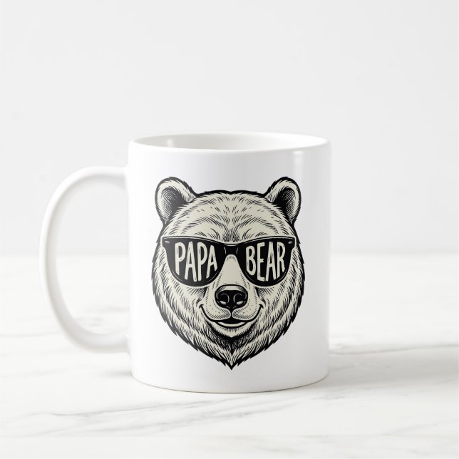 Papa Bear Sunglasses Bear Head Vector Design_1 Coffee Mug (Left)