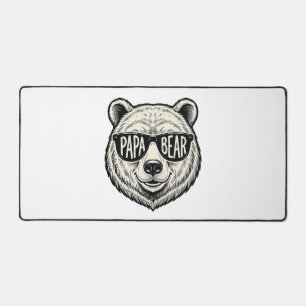Papa Bear Sunglasses Bear Head Vector Design_1 Desk Mat