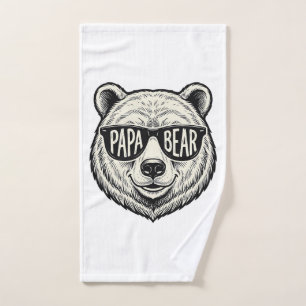 Papa Bear Sunglasses Bear Head Vector Design_1 Hand Towel